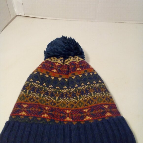Gap Kids Pom Hat Beanie Boys L XL Pattern Blue Red Green - Picture 9 of 12